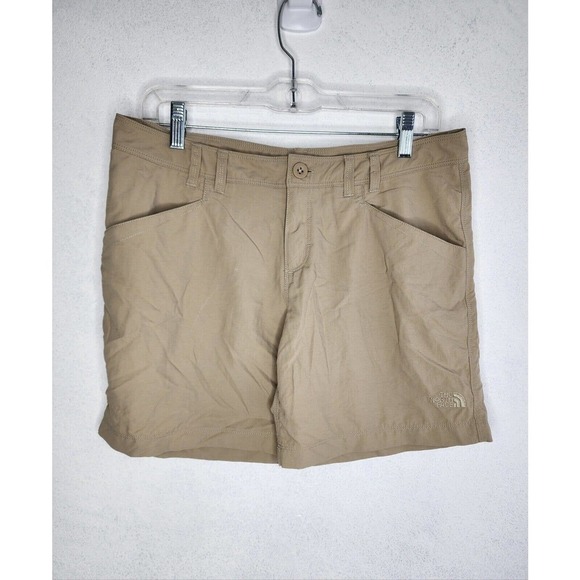 The North Face Women’s Khaki Hiking Outdoor Shorts Size 8 100% Nylon Activewear - Picture 1 of 12